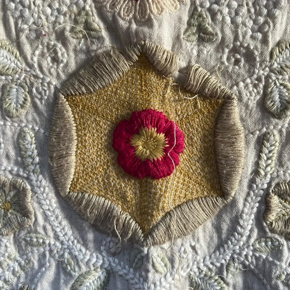 Free people Boho Embroidered Ivory Peasant Blouse with Floral Accents - Picture 7 of 9